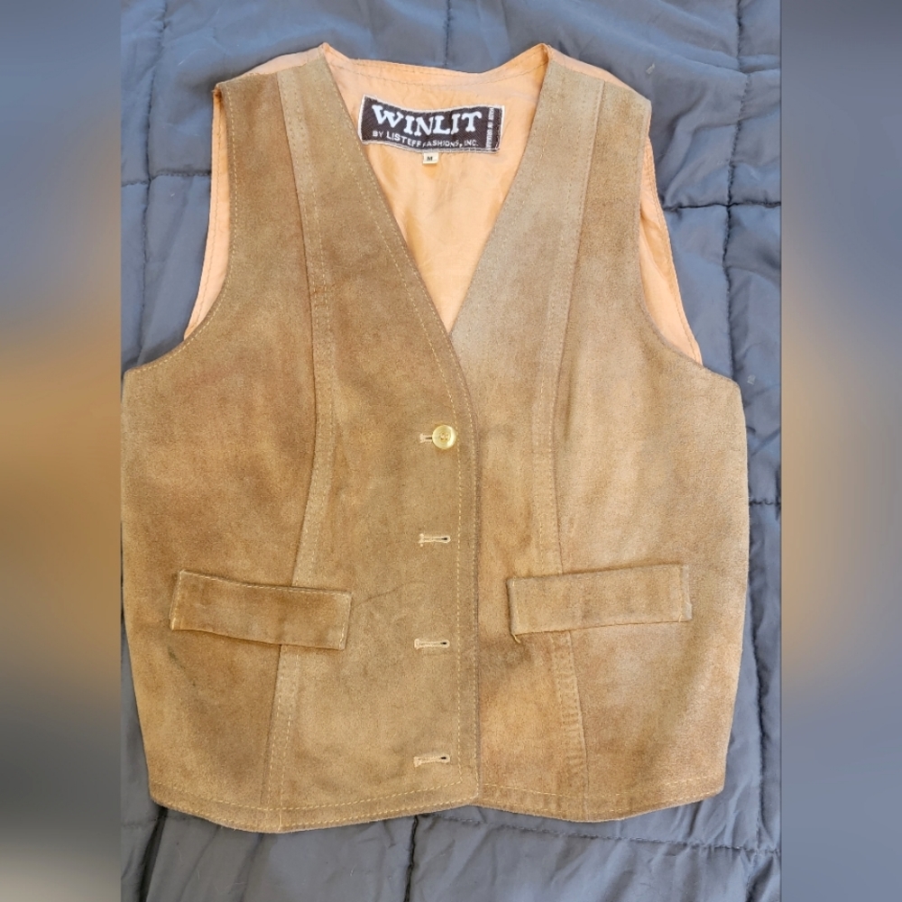 Winlit Vintage Tan Suede Vest suze Medium
